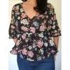 Floral Blouse Top with Ruffles  - 3