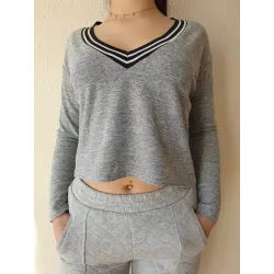 Grey Long-Sleeved T-Shirt  - 1