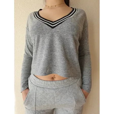 Grey Long-Sleeved T-Shirt  - 1