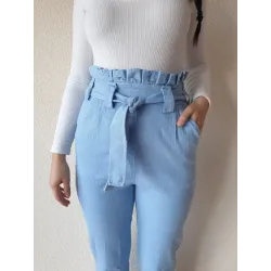 High-Waisted Jeans with Pleats  - 4