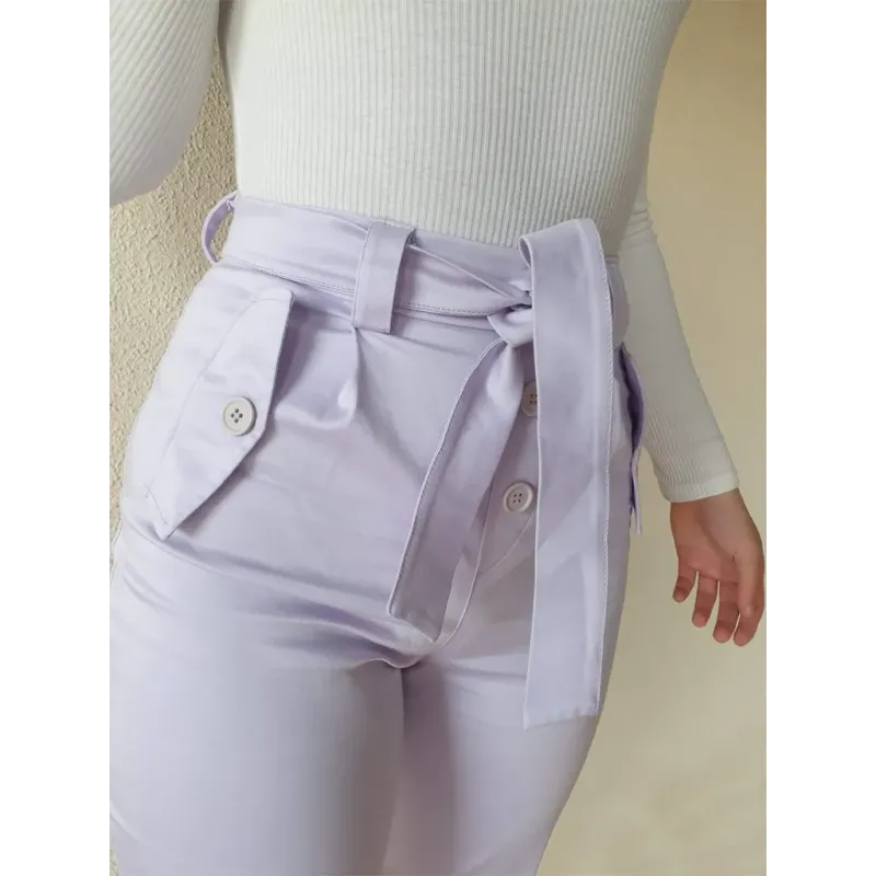 Straight Stretch Mauve Pants  - 1