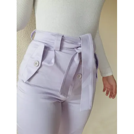 Straight Stretch Mauve Pants  - 1