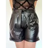 Crocodile Faux Leather Shorts for Women folded hem design | TROUSERS | BUSCARMODA