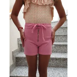 Girls' Pink Elastic Shorts  - 1