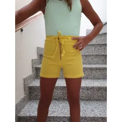 Yellow Elastic Shorts  - 3