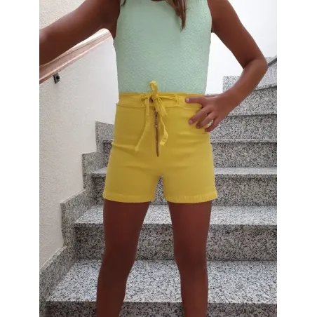 Yellow Elastic Shorts  - 3