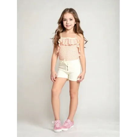 White Elastic Girl's Shorts  - 6