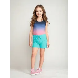 Elastic Blue Girls' Shorts  - 5