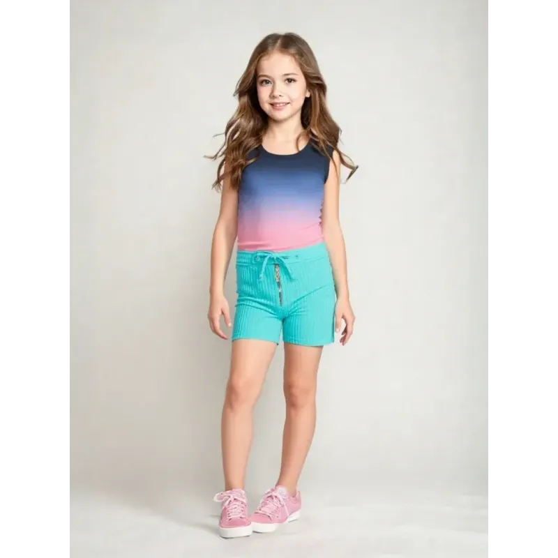 Elastic Blue Girls' Shorts  - 5
