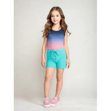 Elastic Blue Girls' Shorts  - 5