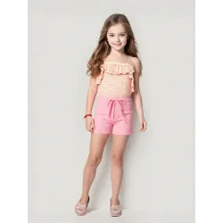 Girls' Pink Elastic Shorts  - 4