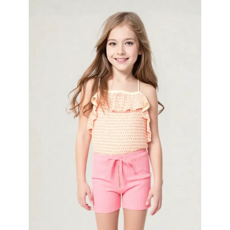 Girls' Pink Elastic Shorts  - 5