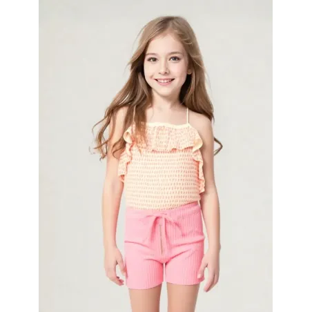 Girls' Pink Elastic Shorts  - 5