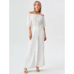 Blusa Cuello Barca Blanca  - 5