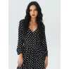 Black polka dot midi dress with long sleeve detail | Midi dresses | Search fashion