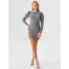 Grey Ribbed Knit Dress Woman combination with tights or leggings | SHORT DRESSES | BUSCARMODA
