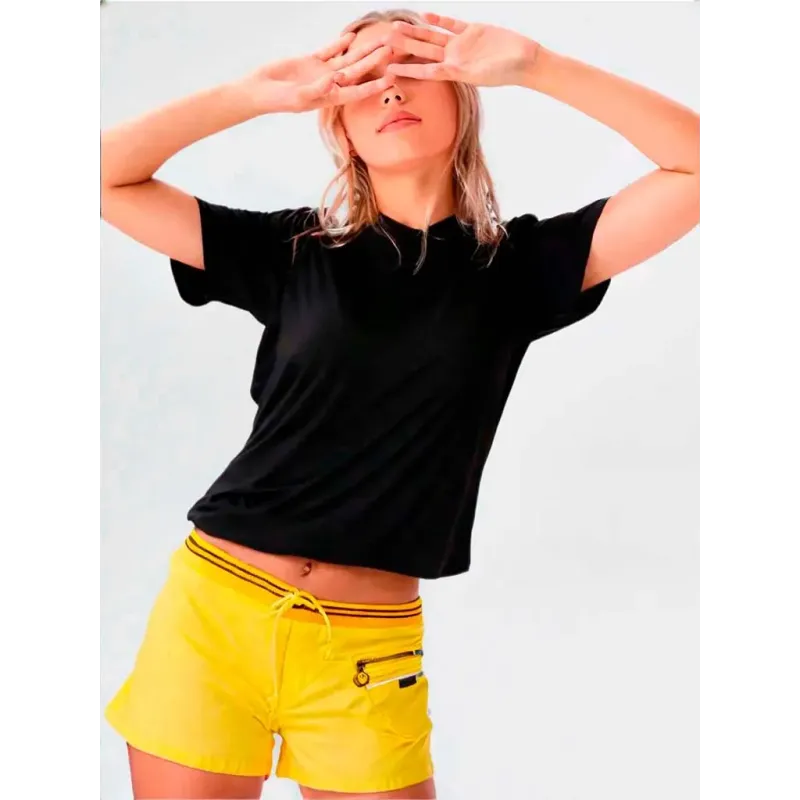 Yellow Cotton Satin Shorts  - 2