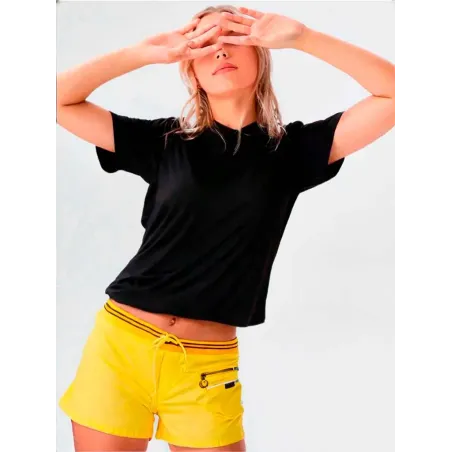 Yellow Cotton Satin Shorts  - 2