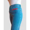 Pantalón pirata vaquero mujer azul detalle cremallera roja | Pantalones mujer | Buscarmoda