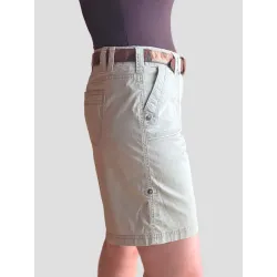 Beige Cotton Mid-Length Shorts  - 2