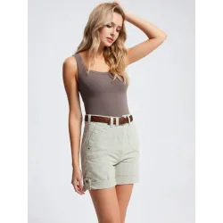 Pantalón Corto Beige de Algodón  - 6