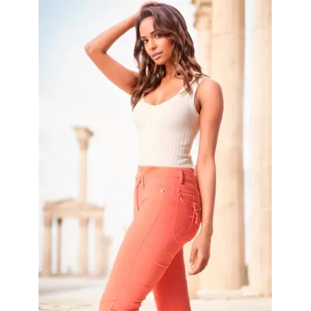 Pantalón Naranja de Satén  - 3
