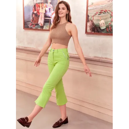Pantalón Pirata Verde Lima  - 1
