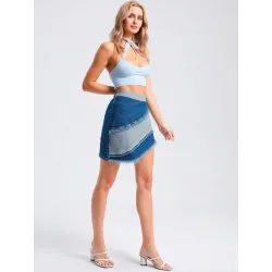 Women's Stretch Denim Skort side view %separator% Mini Skorts %separator% Buscarmoda
