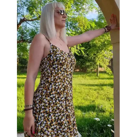 Floral short dress straps with thin straps, loose fit and lightweight fabric for women