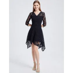 Lace Dress with Sleeves  - 4