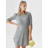 Short grey knit dress with A-line cut and ruched detail for women