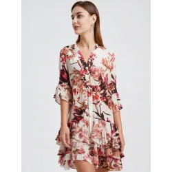 Vestido floral cuello mao detalle volantes estampado floral | Vestidos cortos | Buscarmoda