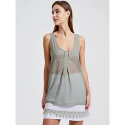 Grey Chiffon Top with Straps  - 5