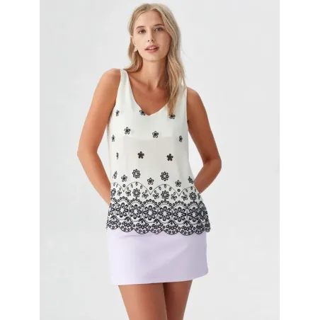 Top with Embroidered Border  - 4