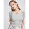 Balloon Sleeve Top with Studs  - 4