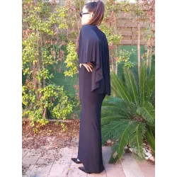 Vestido negro largo capa Vértice tejido elástico | Vestidos largos | Buscarmoda