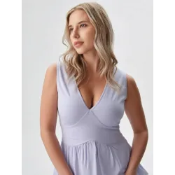 Vestido denim color malva  - 1