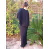 Long black dress with a V-neck cape, back view | Long dresses | Search fashion