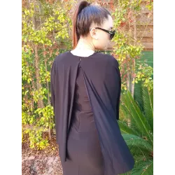Vestido negro largo capa Vértice espalda cerrada | Vestidos largos | Buscarmoda