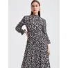 Vestido midi animal print vista frontal manga larga | Vestidos midi | Buscarmoda