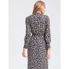 Vestido midi animal print vista trasera manga larga fluido | Vestidos midi | Buscarmoda