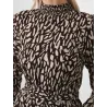 Vestido midi animal print detalle cuello fruncido elástico | Vestidos midi | Buscarmoda