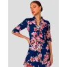 vestido floral cuello camisero manga corta mujer