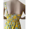 Floral yellow short dress with elasticated honeycomb back detail | Short dresses | Search fashion