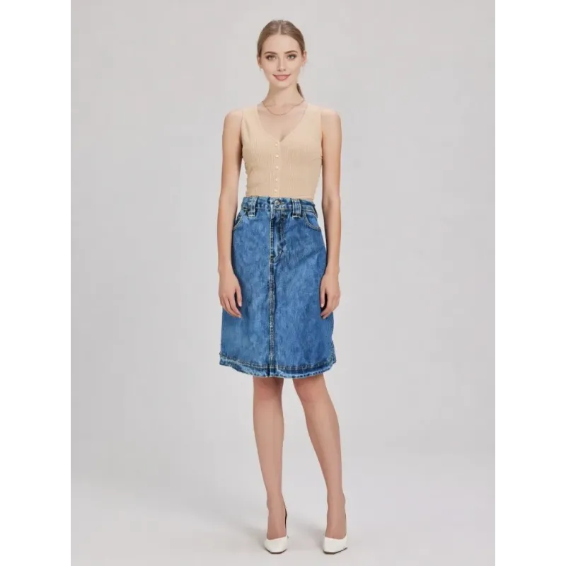Blue cotton denim skirt  - 1