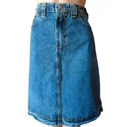 Blue cotton denim skirt  - 4