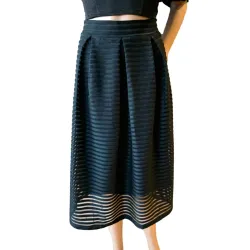 Black pleated midi skirt  - 3