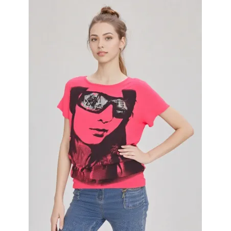 Caramel Pink Printed T-Shirt  - 1