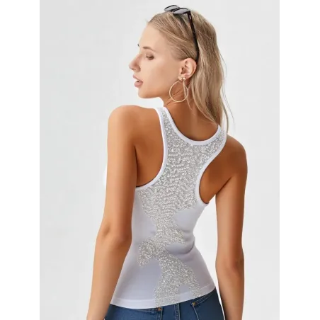 Camiseta blanca de tirantes con encaje  - 3