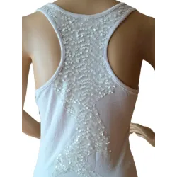 Camiseta blanca de tirantes con encaje  - 5